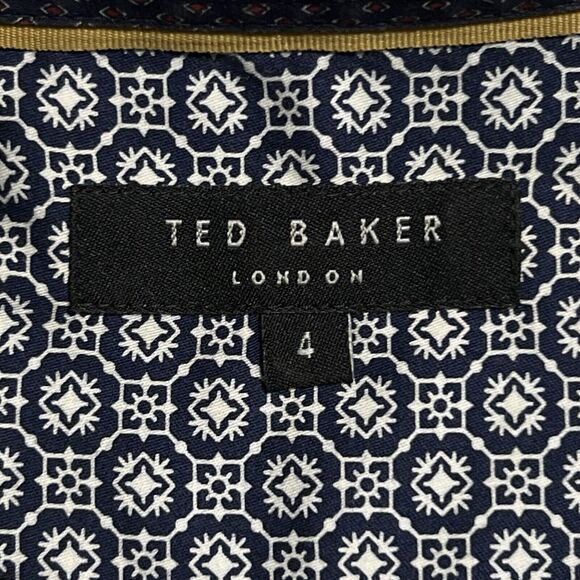 TED BAKER LONDON Button Down Shirt Men's 4 L Blue Cotton Stretch - Picture 4 of 17